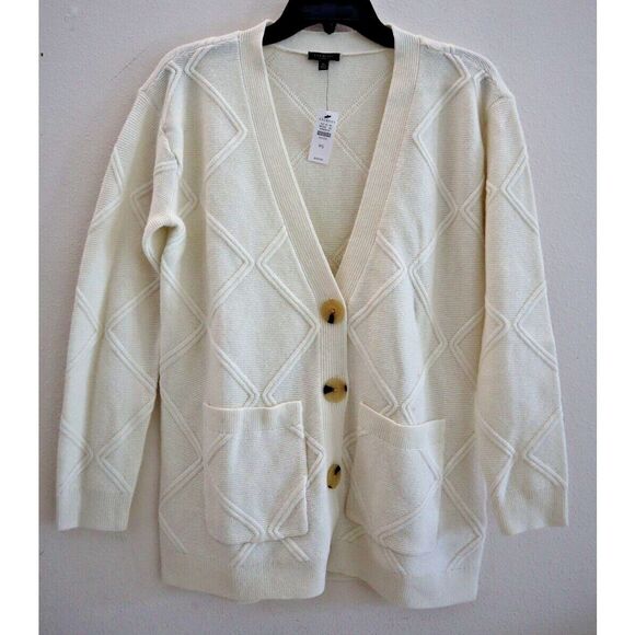 Talbots Women's Petite Sz S Cream Merino Wool Blend Sweater Cardigan - Picture 1 of 8